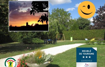 G&icirc;te n&deg;41G1111 Noyers-sur-Cher - Loir-et-Cher - Jardin avec vue sur le moulin &agrave; vent